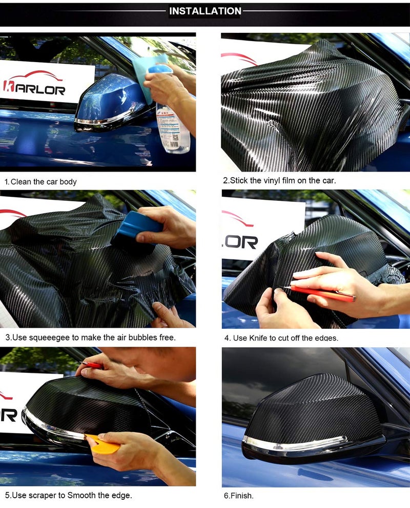 LZLRUN 5D High Gloss Carbon Fiber Vinyl Wrap - Outdoor Rated for Automotive Use - 1.5ft x 5ft Knife + Hand Tool - Image 5